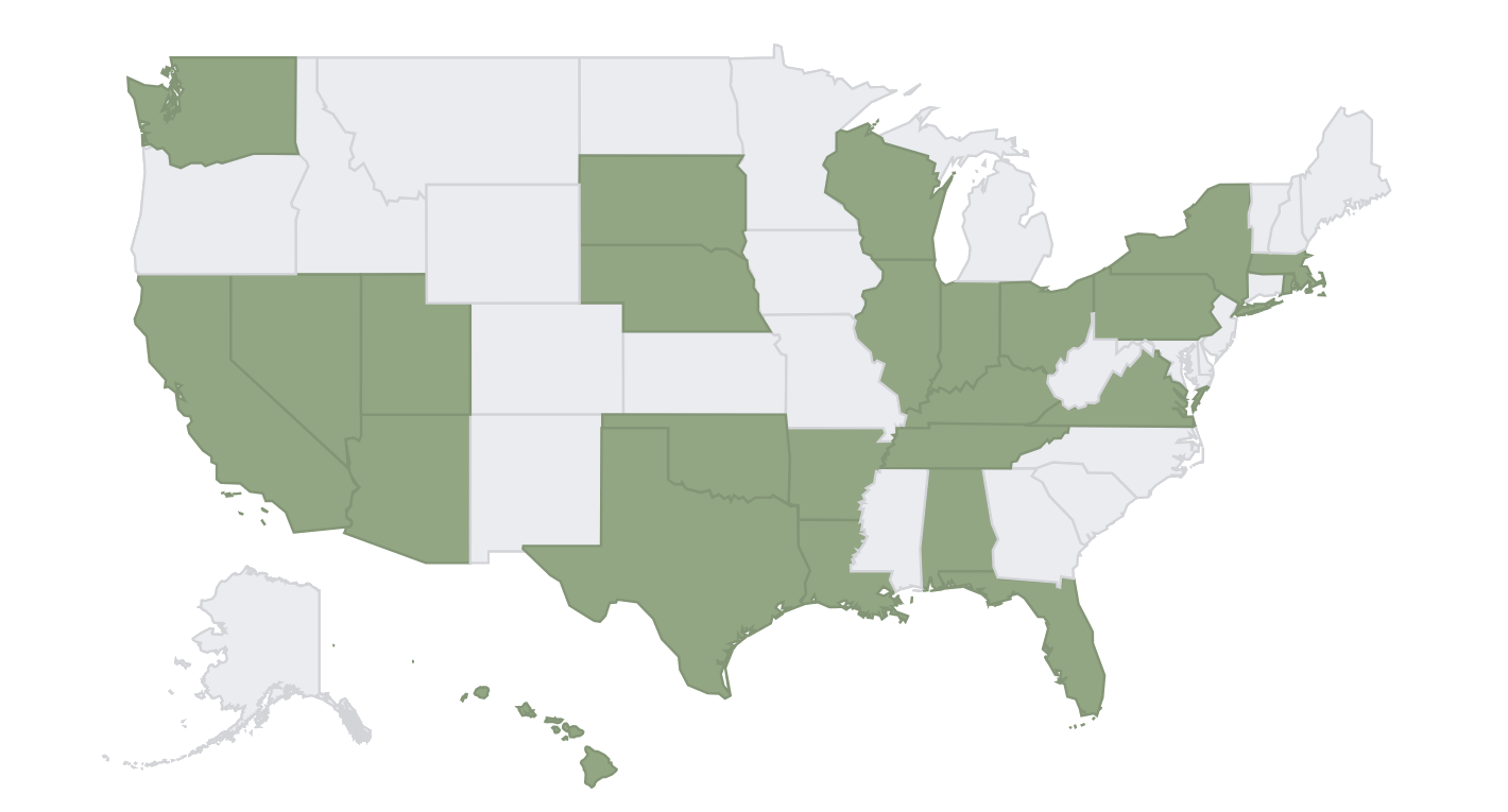 US right of publicity map