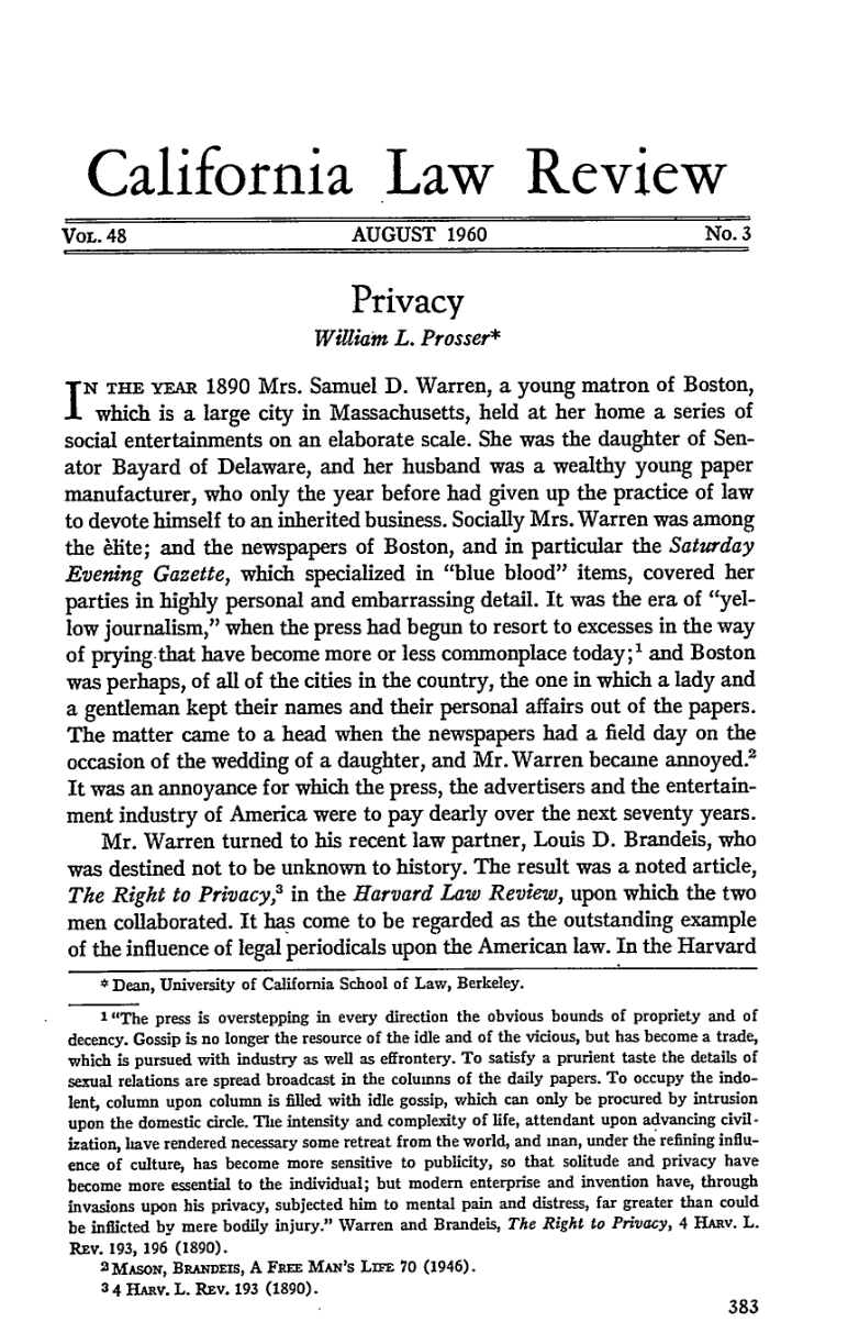 Posner screenshot - Four Privacy Torts