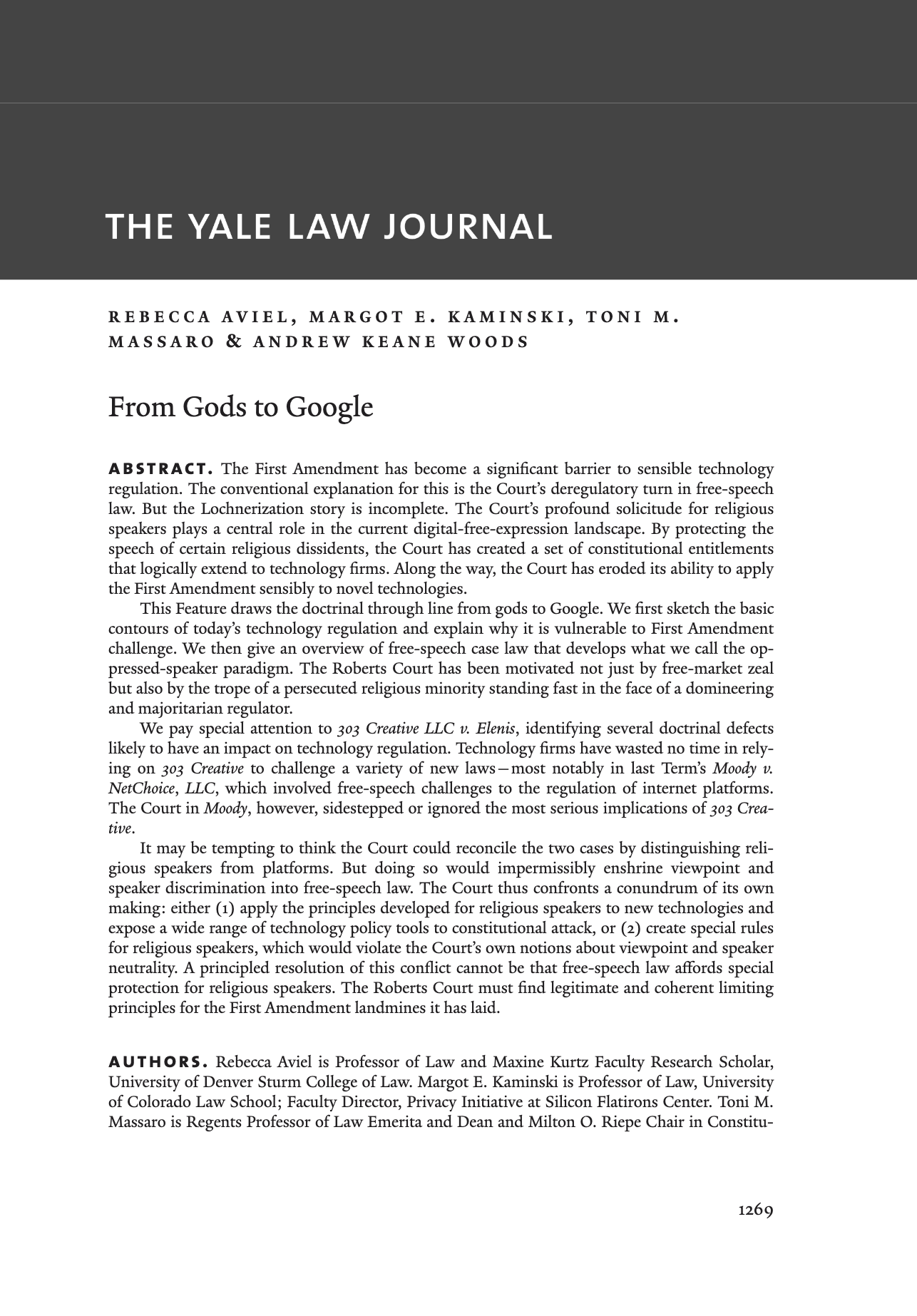 From Gods to Google article